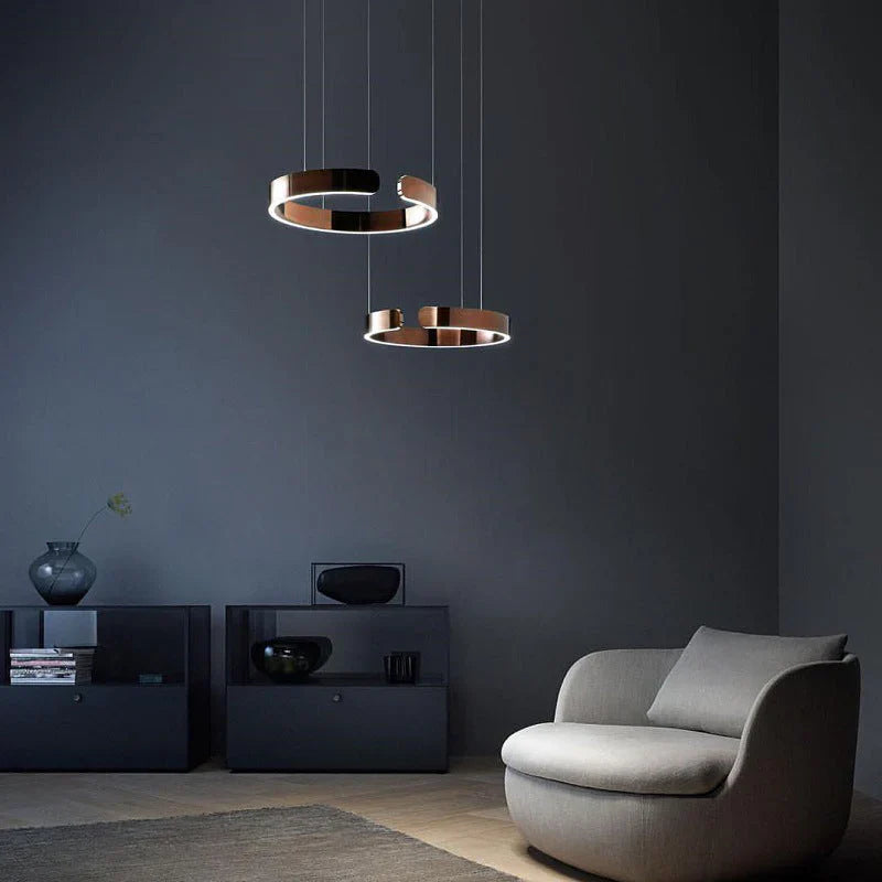 Moderne rund LED-pendellampe med lysring