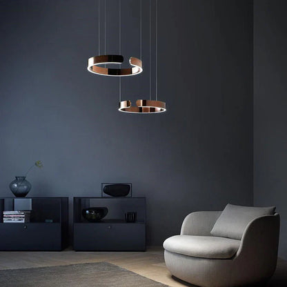 Moderne rund LED-pendellampe med lysring