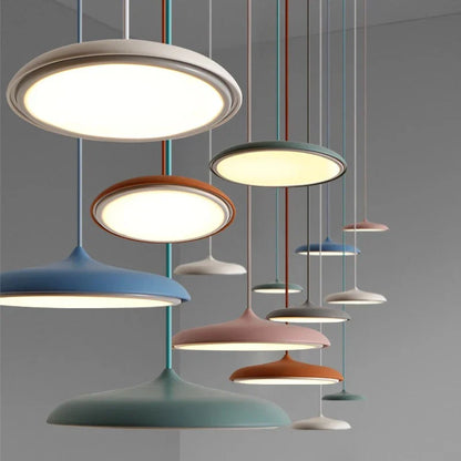 Ultratynd LED-pendellampe med rund skærm