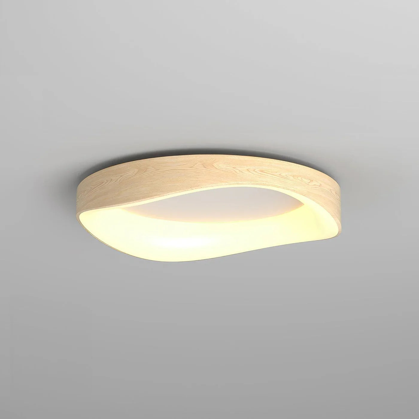 Skandinavisk LED-loftlampe – Moderne påbygningslampe med træeffekt