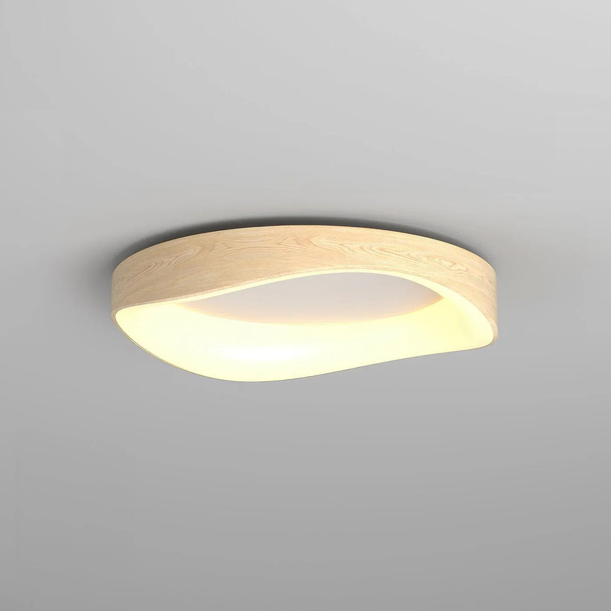 Skandinavisk LED-loftlampe – Moderne påbygningslampe med træeffekt