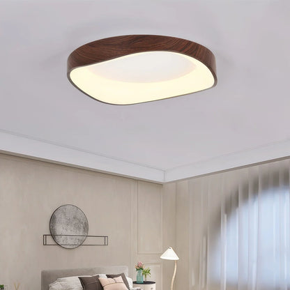 Skandinavisk LED-loftlampe – Moderne påbygningslampe med træeffekt