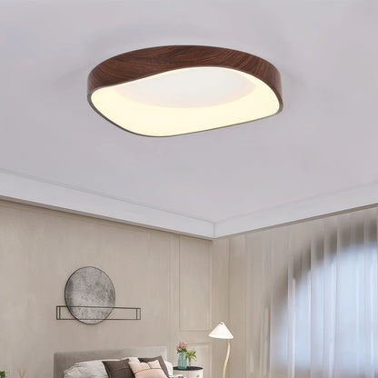 Skandinavisk LED-loftlampe – Moderne påbygningslampe med træeffekt