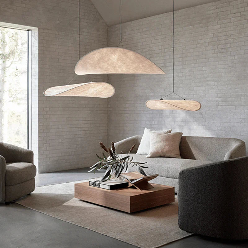 Designer Japandi-pendellampe med buet panel