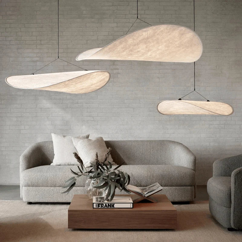 Designer Japandi-pendellampe med buet panel