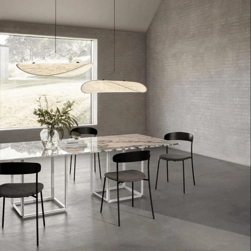 Designer Japandi-pendellampe med buet panel