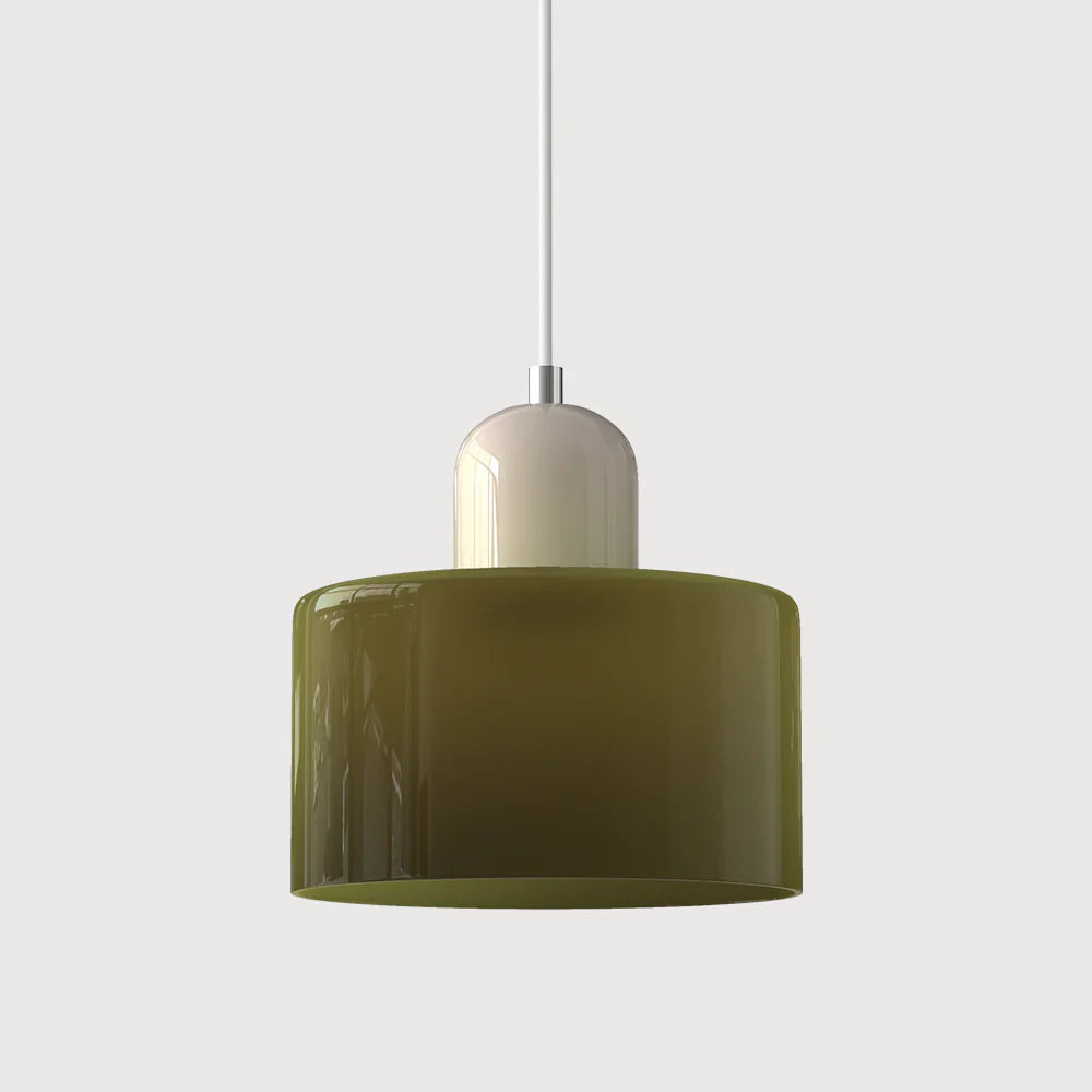 Bauhaus-pendellampe i farvet glas