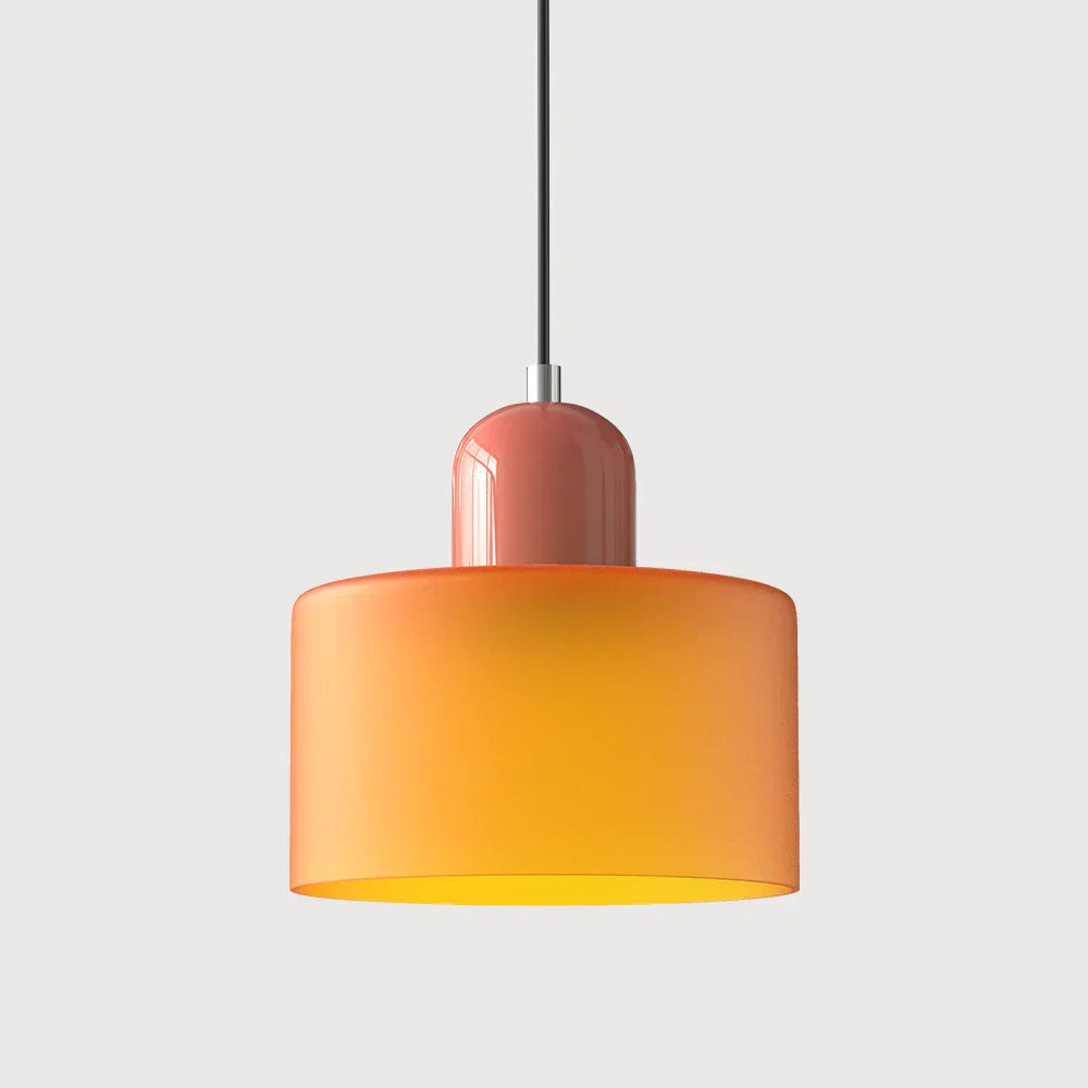 Bauhaus-pendellampe i farvet glas