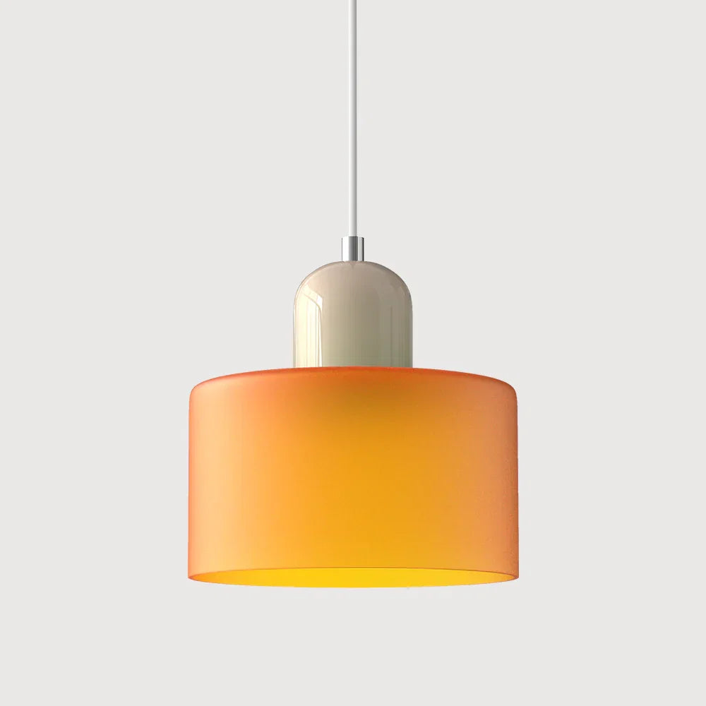 Bauhaus-pendellampe i farvet glas