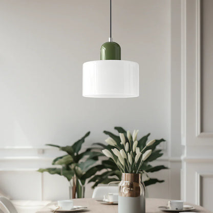 Bauhaus-pendellampe i farvet glas
