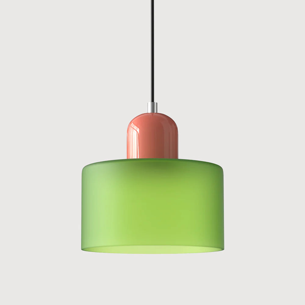 Bauhaus-pendellampe i farvet glas