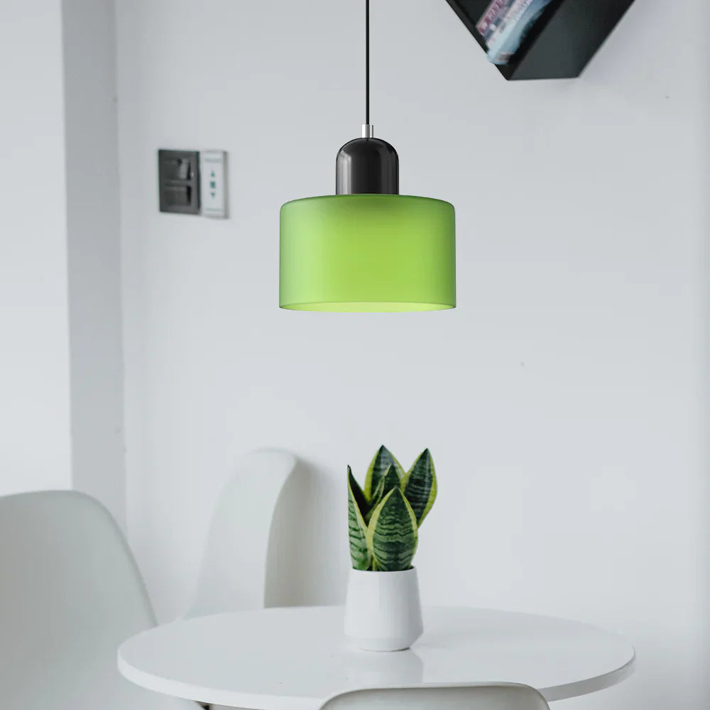 Bauhaus-pendellampe i farvet glas