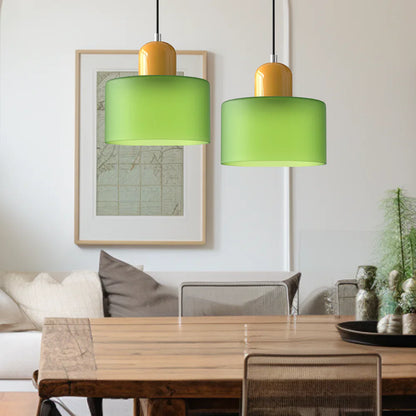 Bauhaus-pendellampe i farvet glas