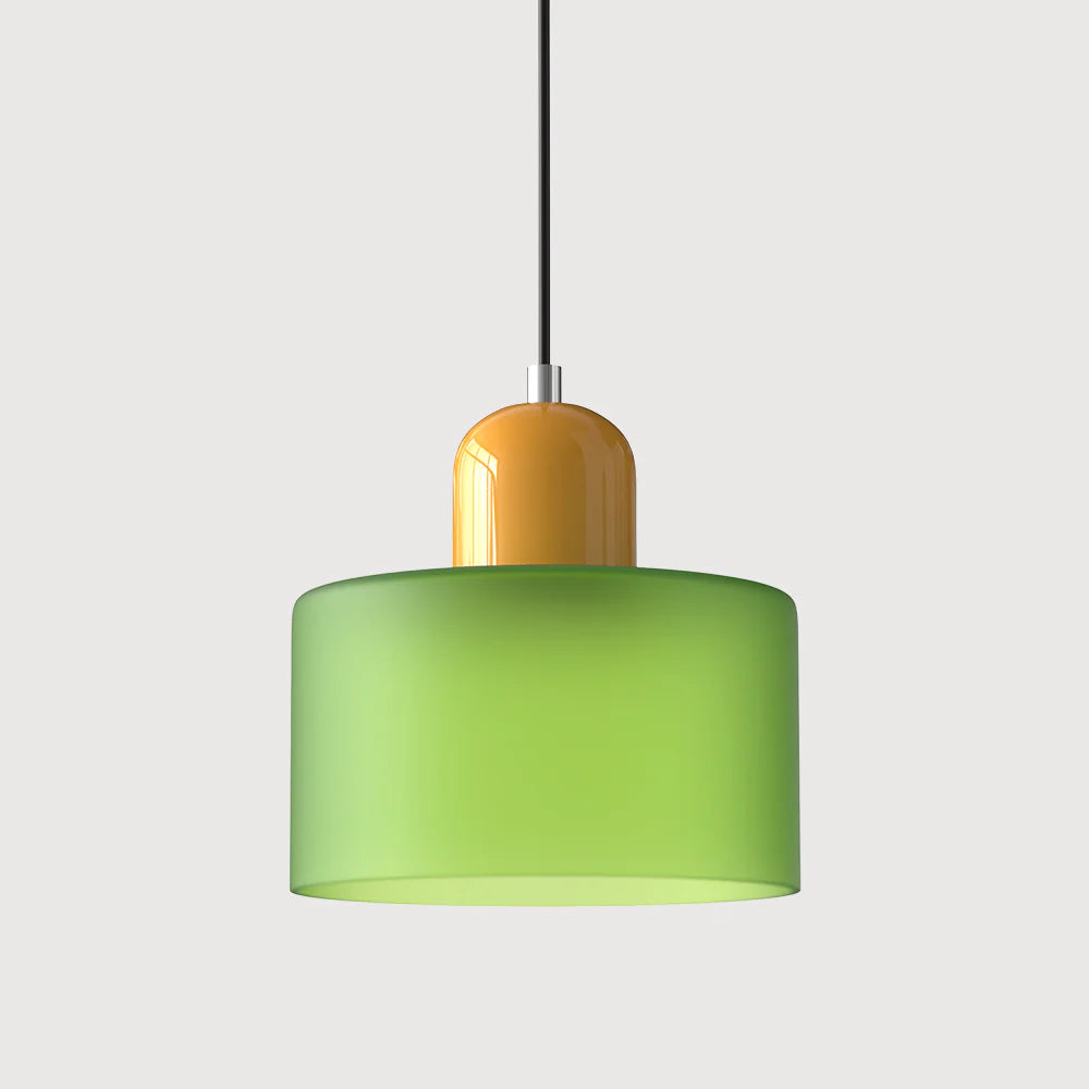 Bauhaus-pendellampe i farvet glas