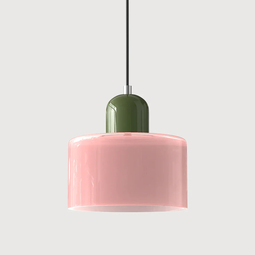 Bauhaus-pendellampe i farvet glas