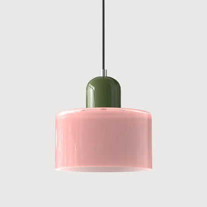 Bauhaus-pendellampe i farvet glas