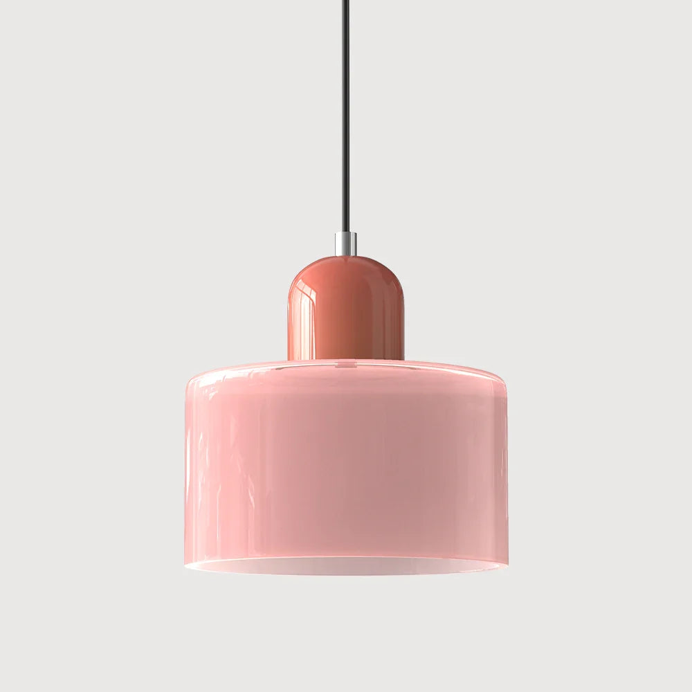 Moderne pendellampe i farvet glas i Bauhaus-stil