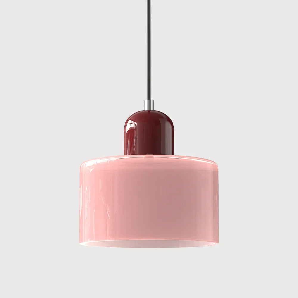 Bauhaus-pendellampe i farvet glas