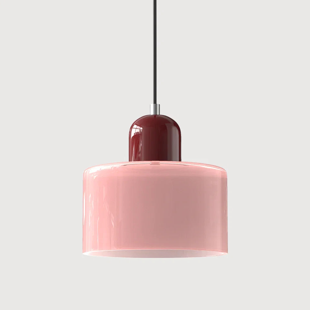 Moderne pendellampe i farvet glas i Bauhaus-stil