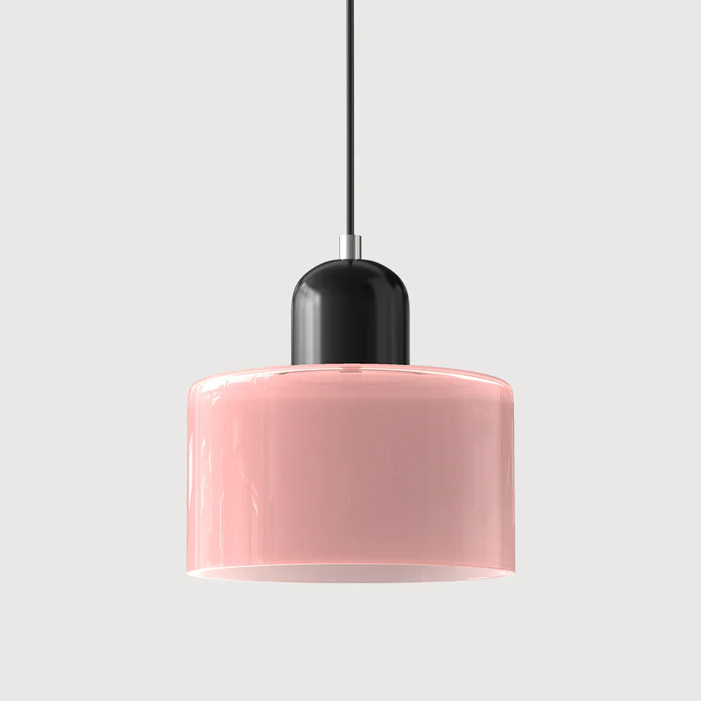 Bauhaus-pendellampe i farvet glas
