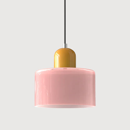 Bauhaus-pendellampe i farvet glas