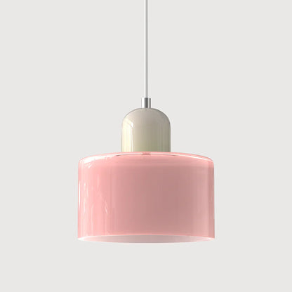 Bauhaus-pendellampe i farvet glas