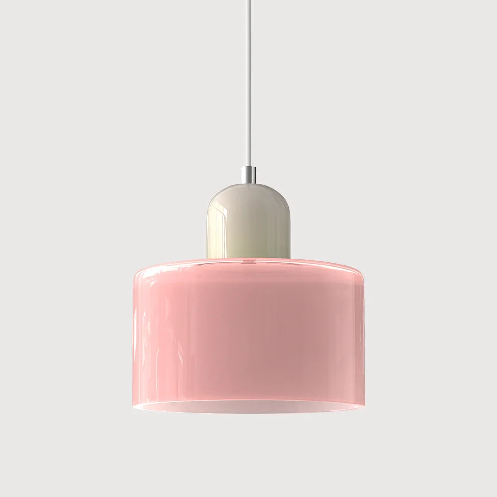 Moderne pendellampe i farvet glas i Bauhaus-stil