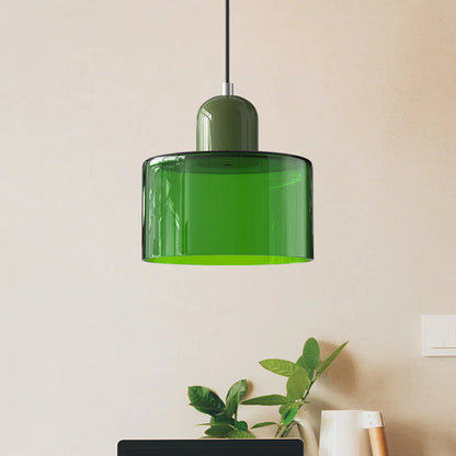 Moderne pendellampe i farvet glas – Bauhaus-stil