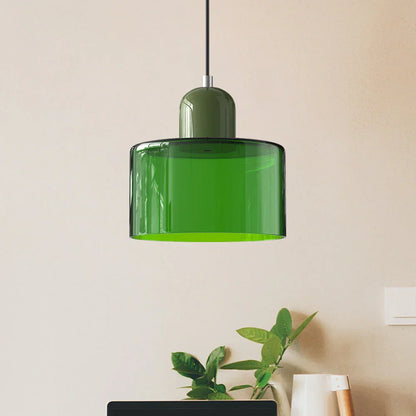 Bauhaus-pendellampe i farvet glas