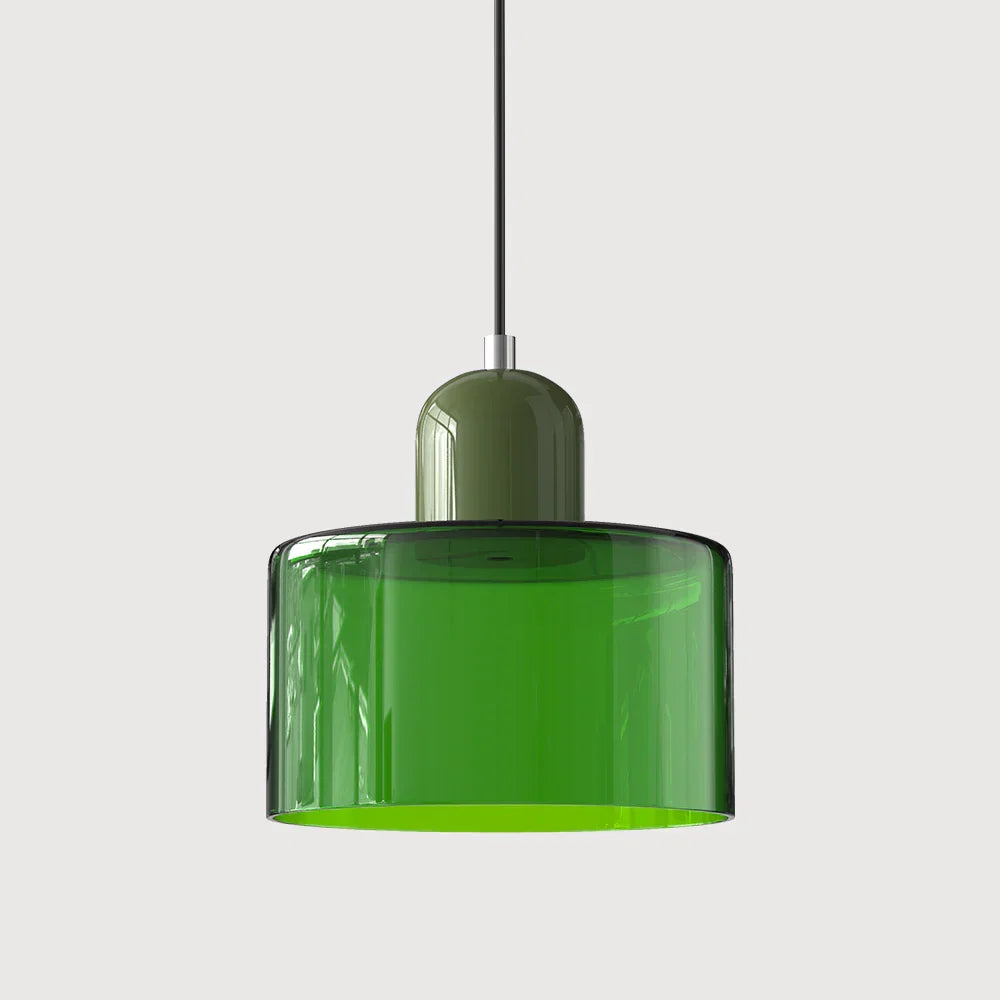 Bauhaus-pendellampe i farvet glas