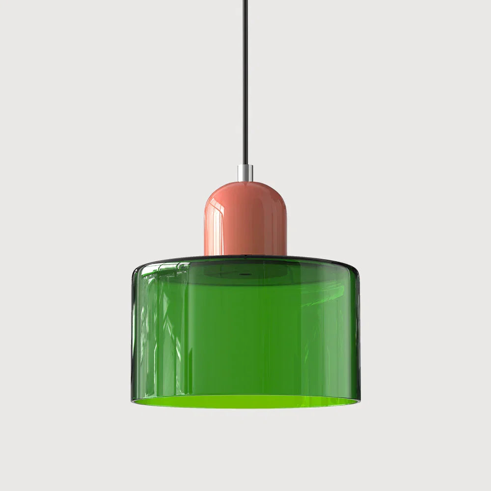 Bauhaus-pendellampe i farvet glas