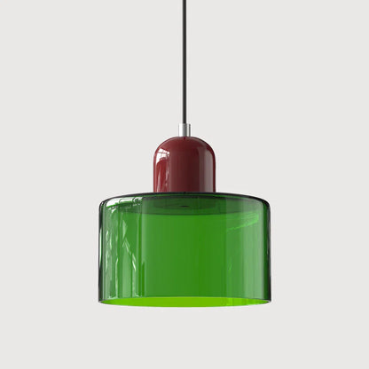 Bauhaus-pendellampe i farvet glas