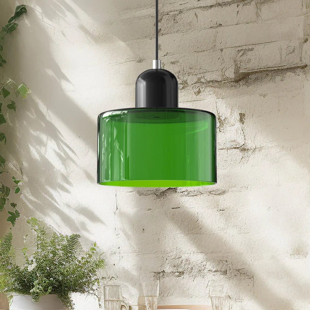 Bauhaus-pendellampe i farvet glas