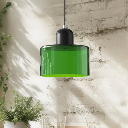 Bauhaus-pendellampe i farvet glas