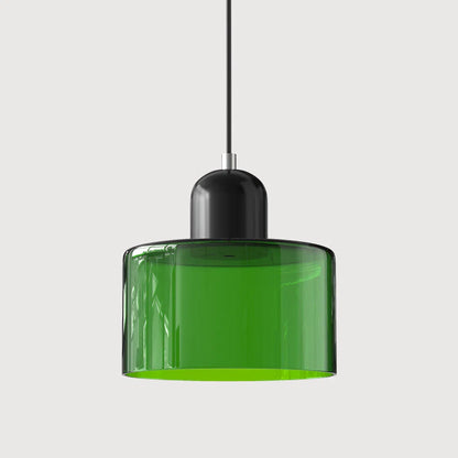 Moderne pendellampe i farvet glas i Bauhaus-stil