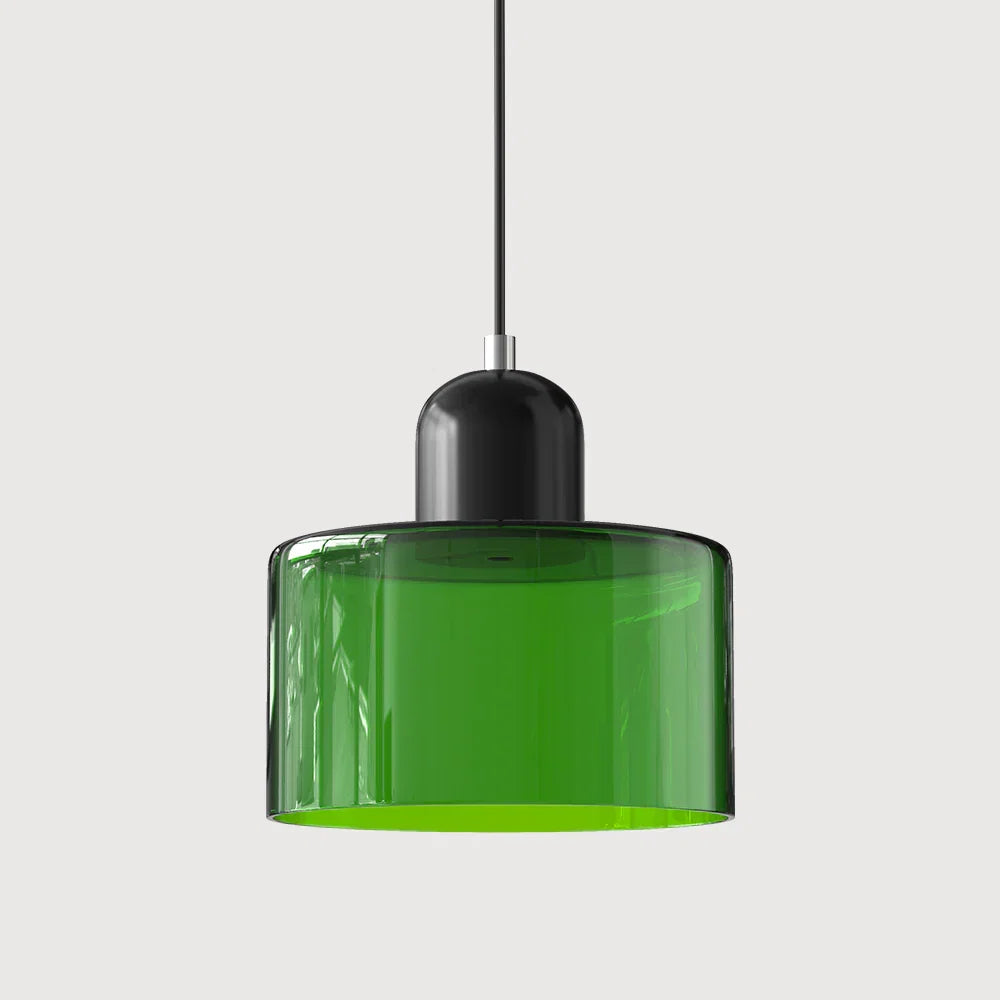 Bauhaus-pendellampe i farvet glas