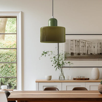 Bauhaus-pendellampe i farvet glas