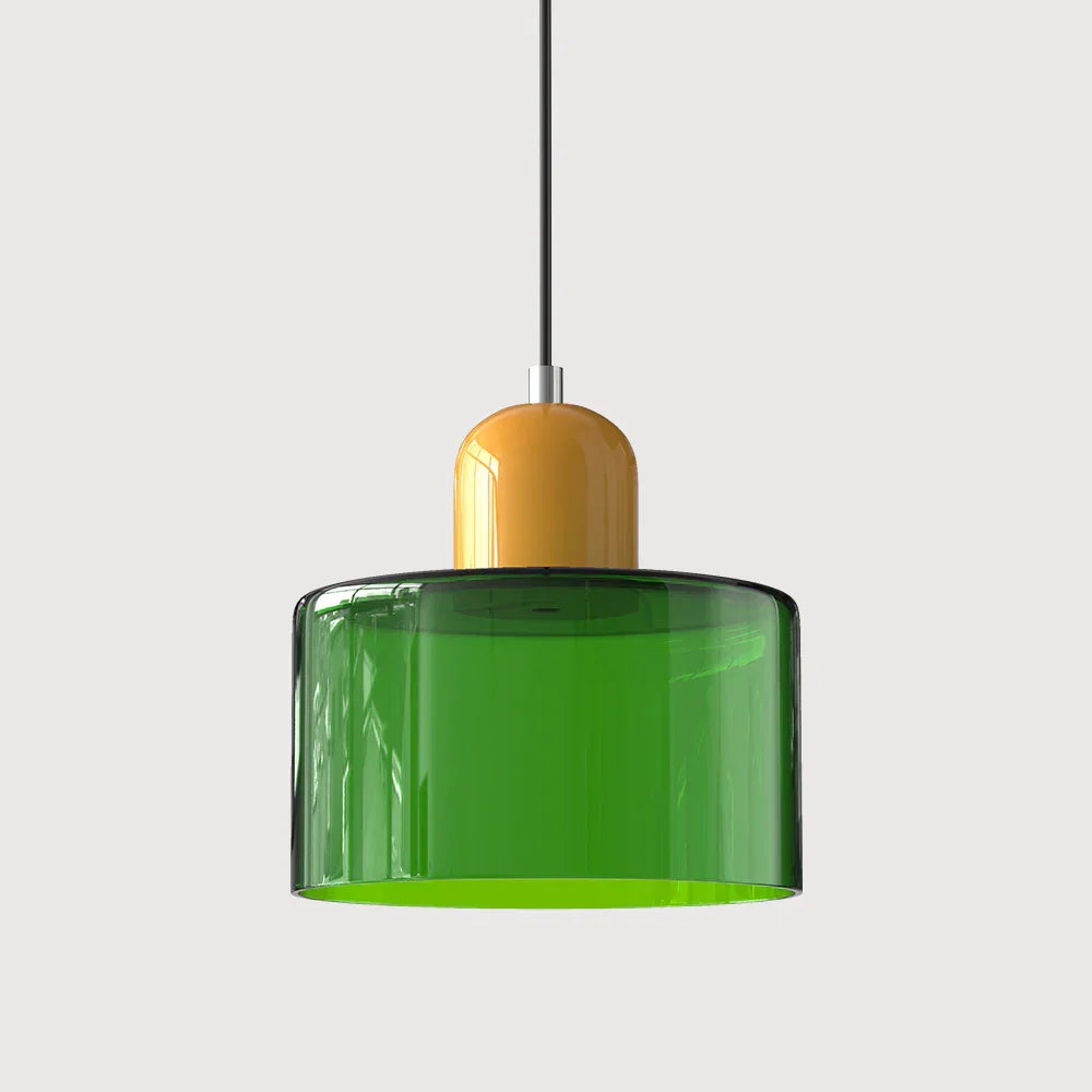 Bauhaus-pendellampe i farvet glas