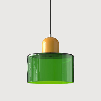 Moderne pendellampe i farvet glas i Bauhaus-stil