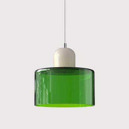 Moderne pendellampe i farvet glas i Bauhaus-stil