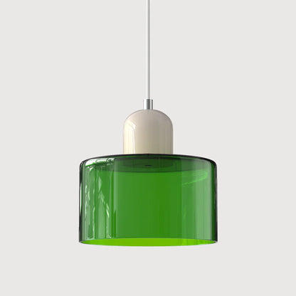 Bauhaus-pendellampe i farvet glas