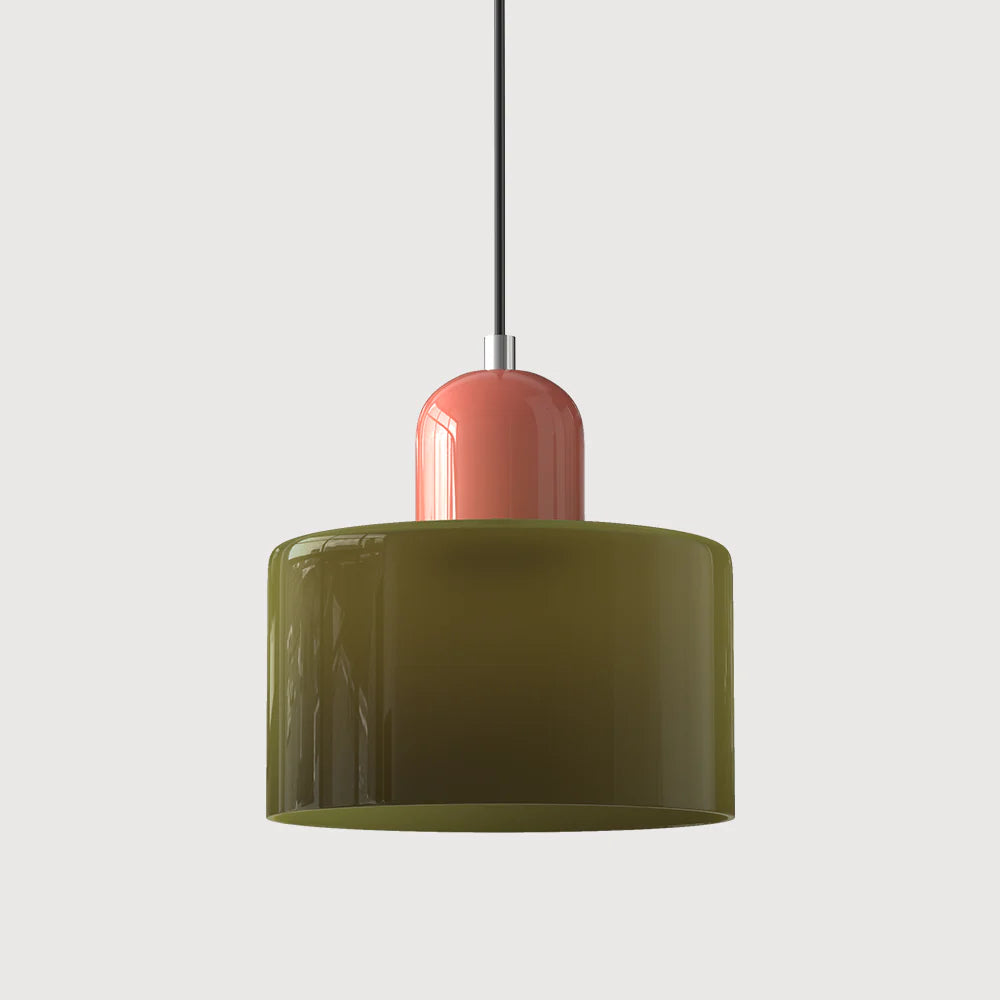Moderne pendellampe i farvet glas i Bauhaus-stil