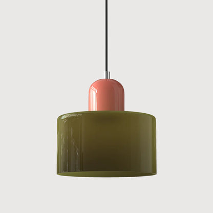 Bauhaus-pendellampe i farvet glas