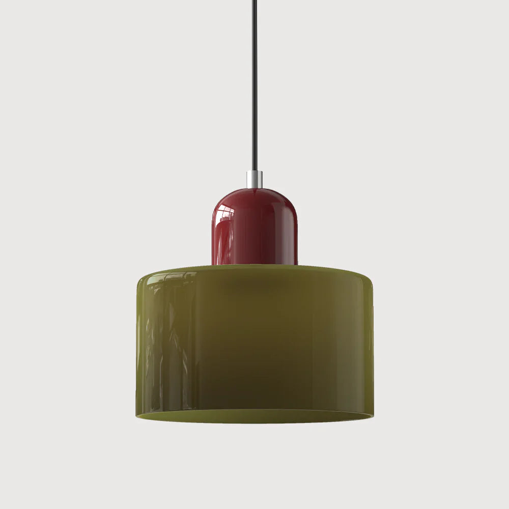 Bauhaus-pendellampe i farvet glas