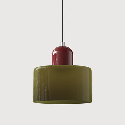 Bauhaus-pendellampe i farvet glas