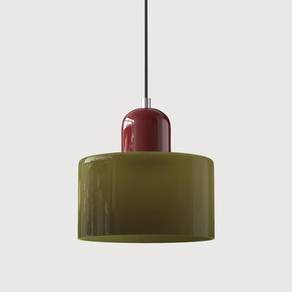 Moderne pendellampe i farvet glas i Bauhaus-stil