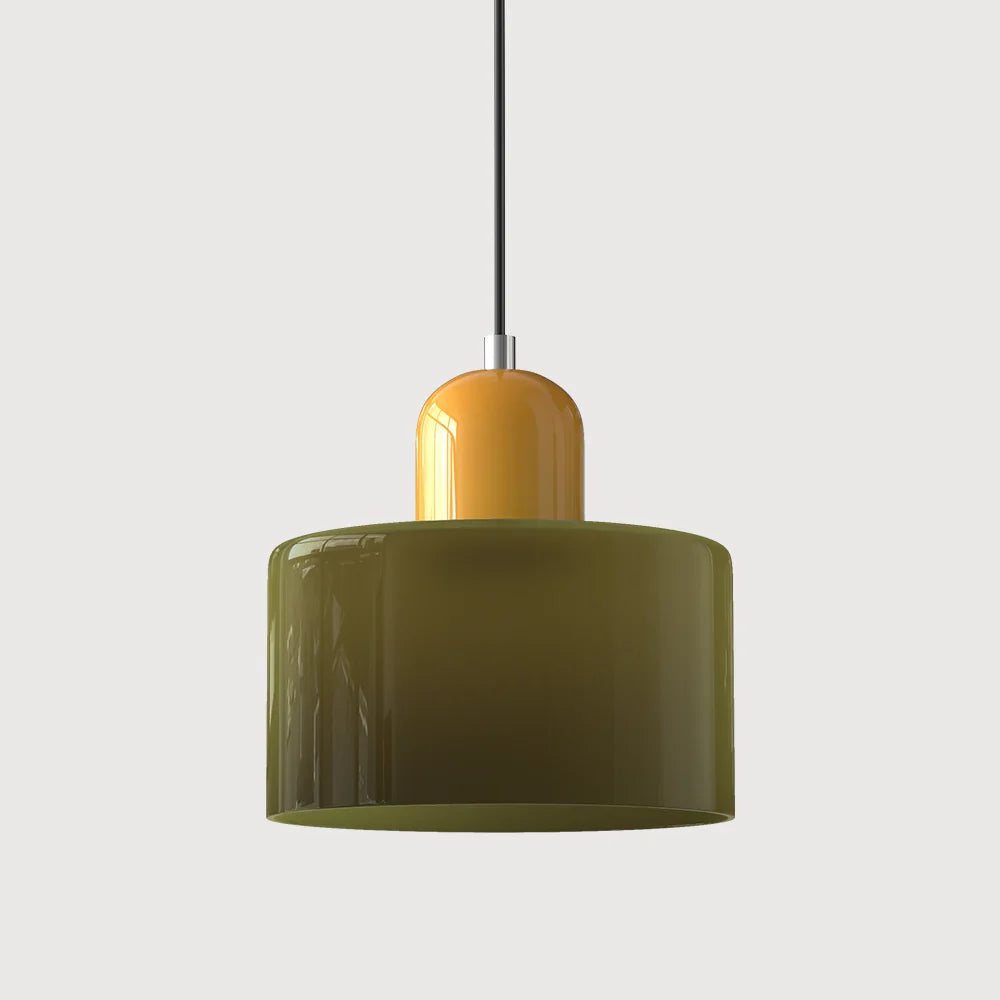Moderne pendellampe i farvet glas i Bauhaus-stil