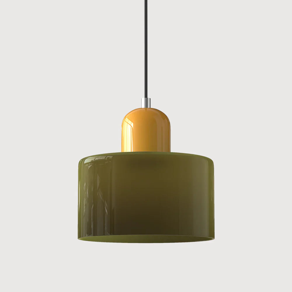 Bauhaus-pendellampe i farvet glas