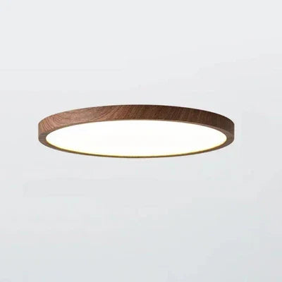 Rund LED-loftlampe med ramme i trælook